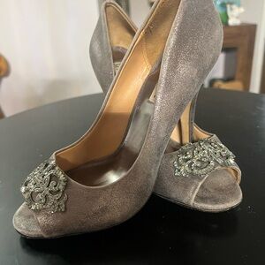 Badgley Mischka Gray Embellished Heels